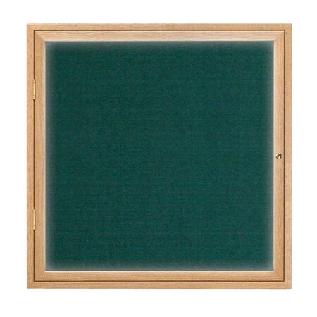 United Visual Products Single Door Slim Enclosed Radius EZ Tack Board, 24"x36", Gold/White UVRDS23EZ-WHITE-GOLD